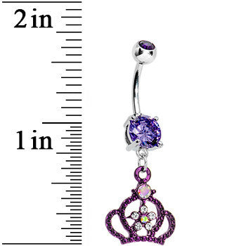 Purple Gem Princess Crown Belly Button Ring