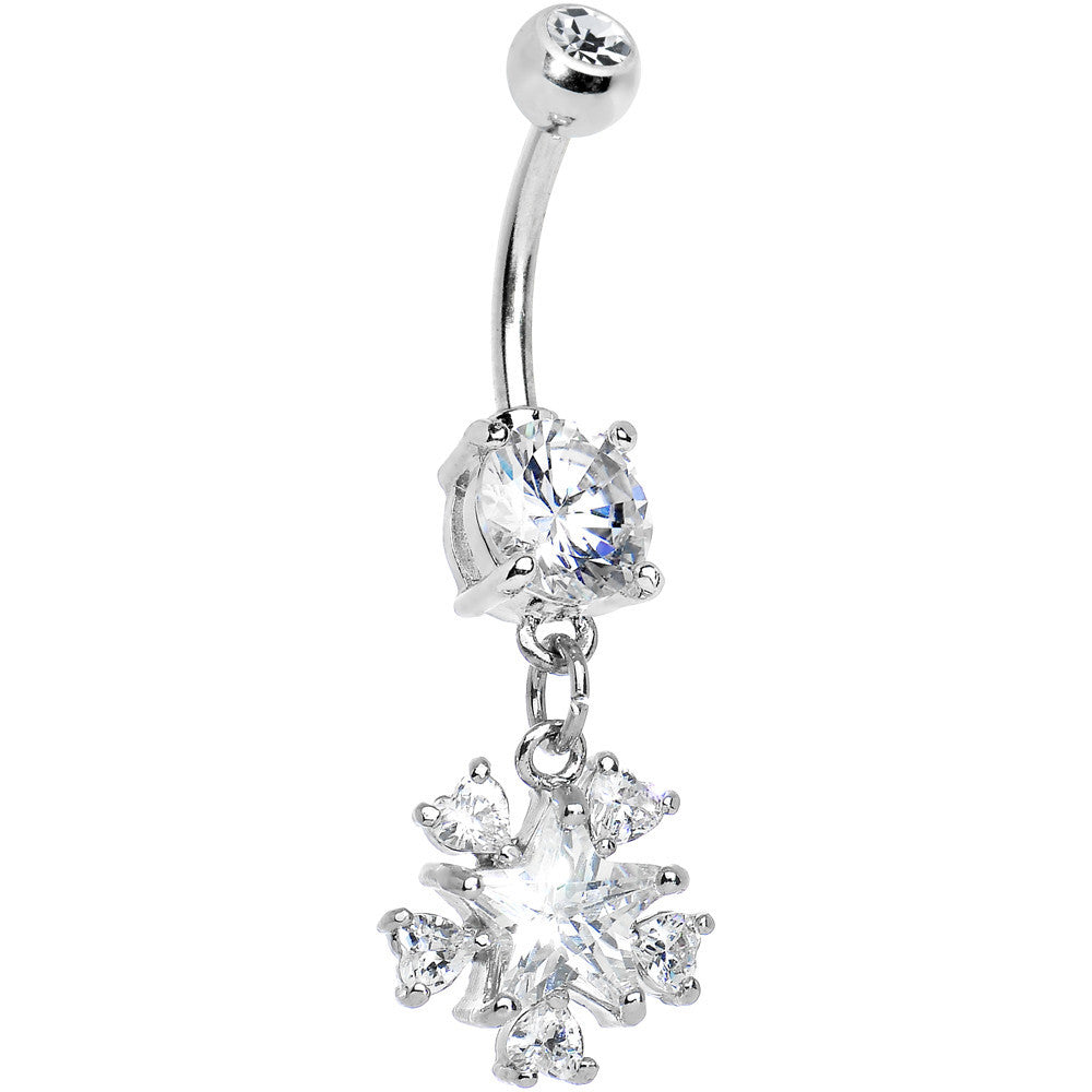 Clear Double Gem Sparkling Star Gazer Belly Ring