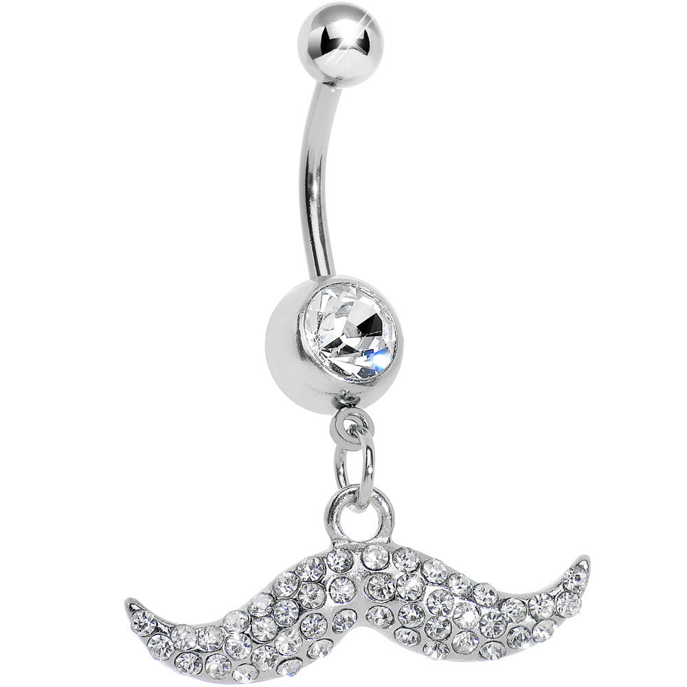 Crystalline Gem Paved Mustache Belly Ring