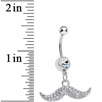 Crystalline Gem Paved Mustache Belly Ring