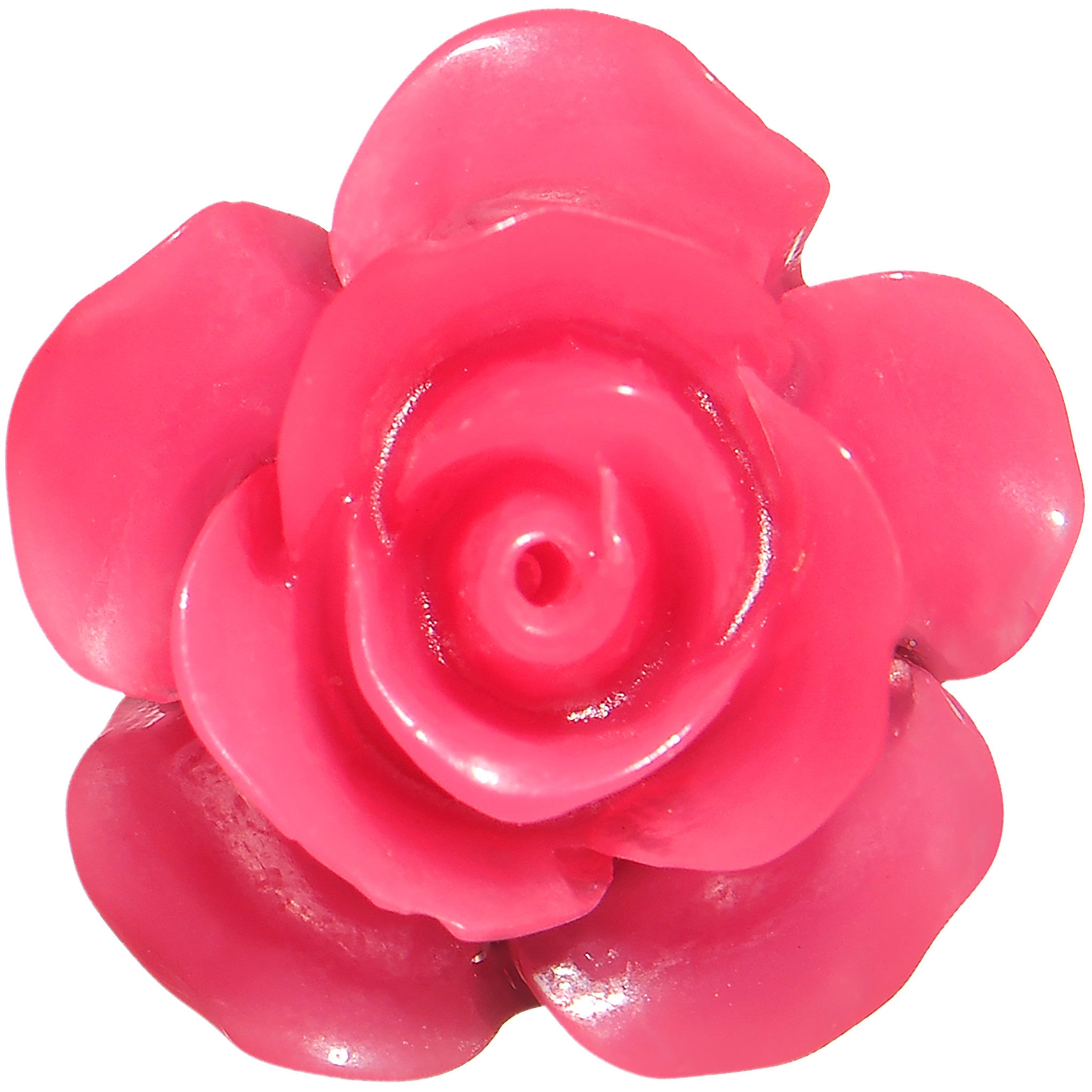 2G Acrylic Black Neon Pink Rose Flower Saddle Plug