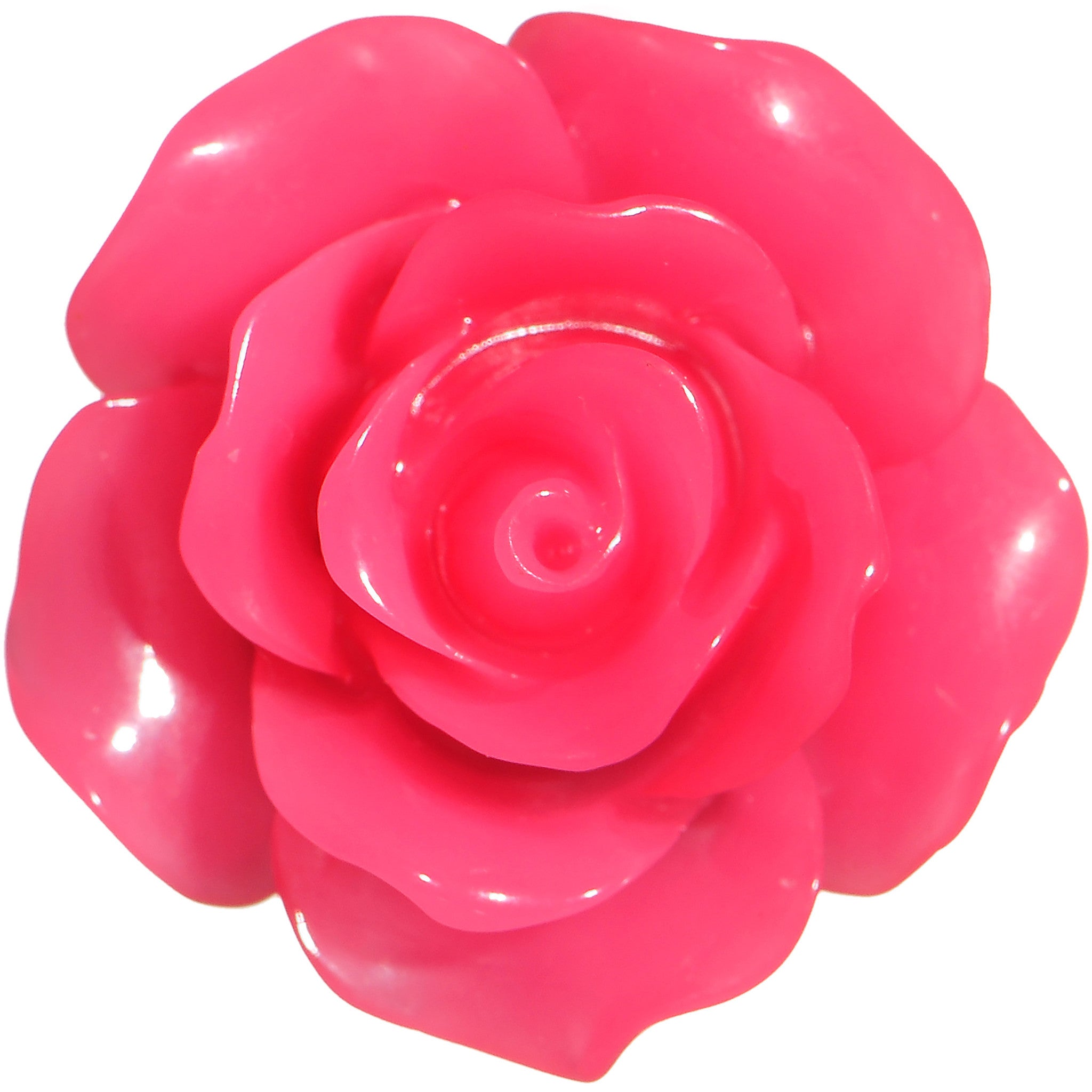 00G Acrylic Black Neon Pink Rose Flower Saddle Plug Set
