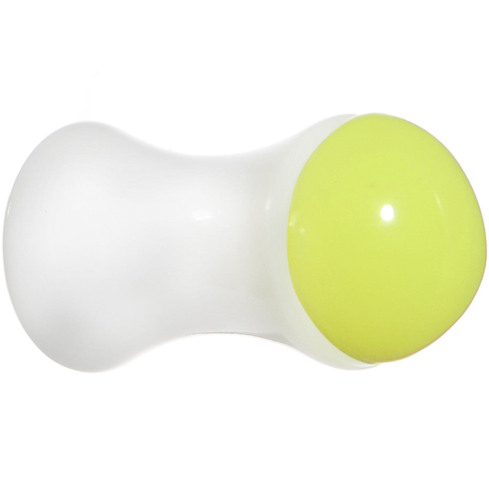 4G White Neon Yellow Acrylic Saddle Plug