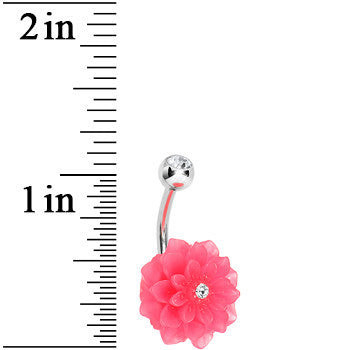 Crystalline Gem Pink Neon Carnation Belly Ring