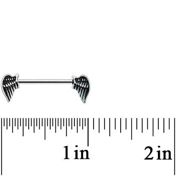 14 Gauge 5/8 Angles Wings Barbell Nipple Ring Set