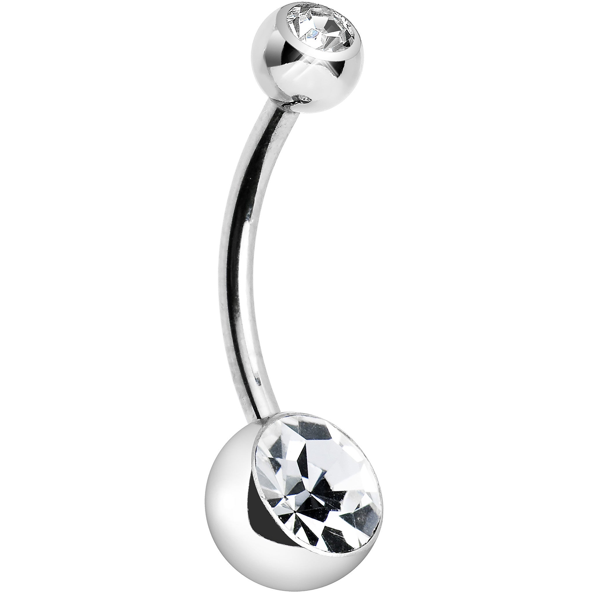 Internally Threaded Clear Double Gem Belly Ring 12mm
