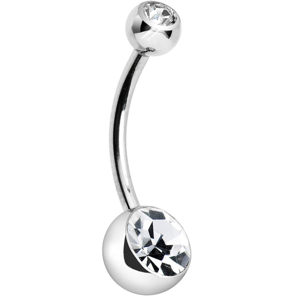 OUFER Star Belly Button Rings, Reverse Belly Rings, Crystal Belly Jewelry, Stainless Steel Belly Barbells, 14g 12mm Belly Button Ring for Women