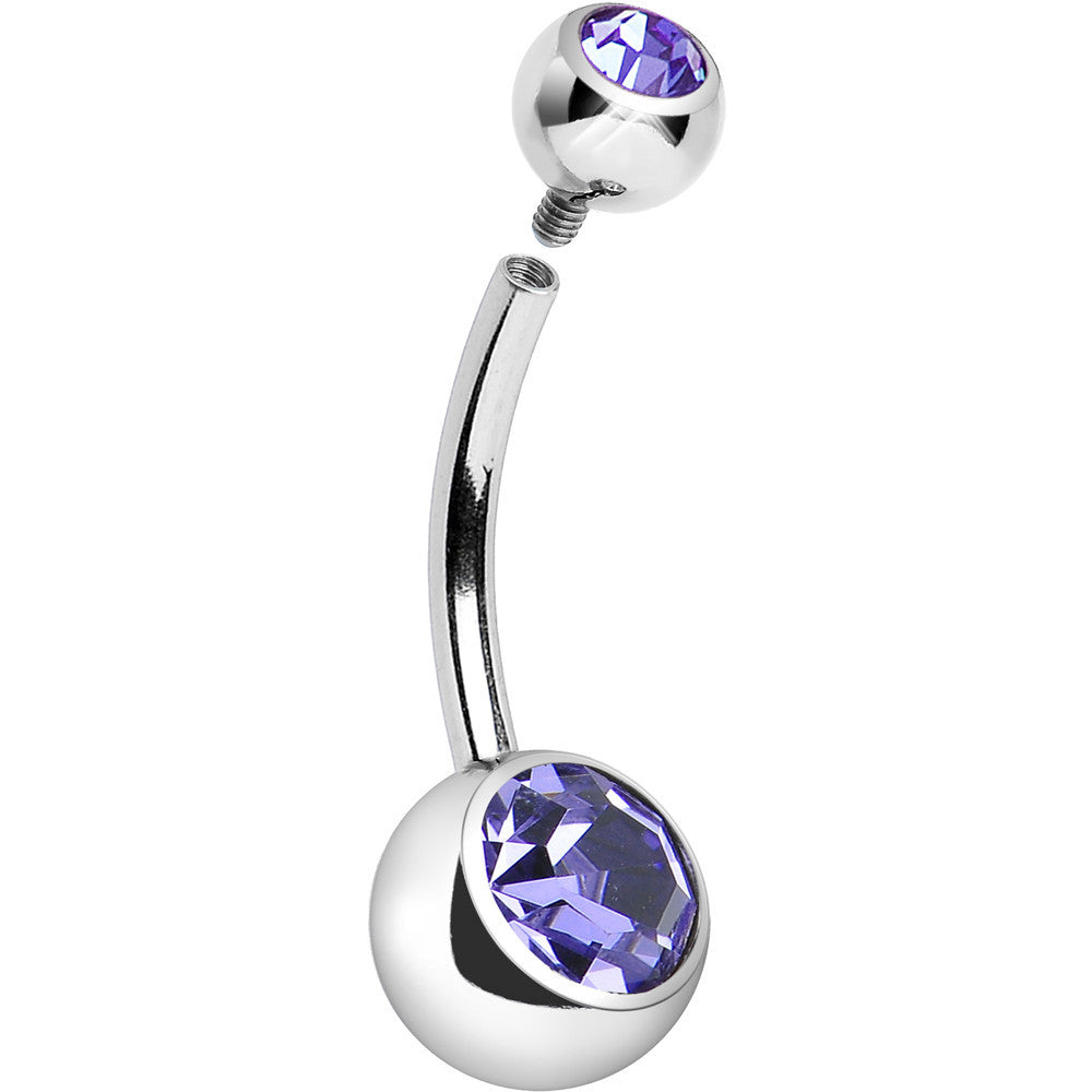 Internally Threaded Tanzanite Double Gem Belly Ring 11mm