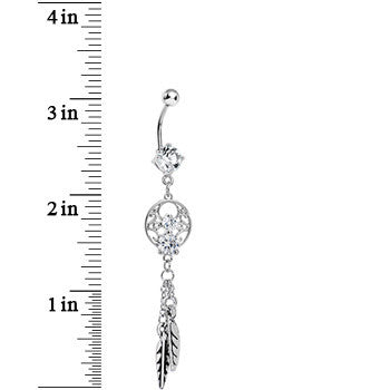 Enchanting Clear Gem Dangle Dreamcatcher Belly Ring