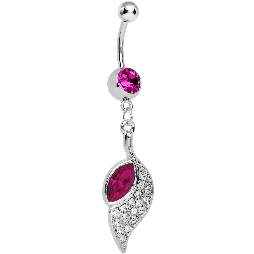 Fuchsia Gem Pleasant Wing Dangle Belly Ring