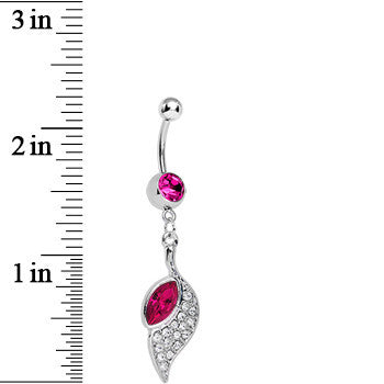 Fuchsia Gem Pleasant Wing Dangle Belly Ring
