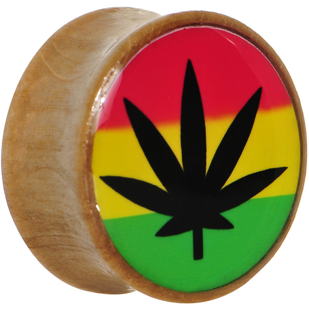 18mm Organic Sandalwood Rasta Pot Leaf Saddle Plug