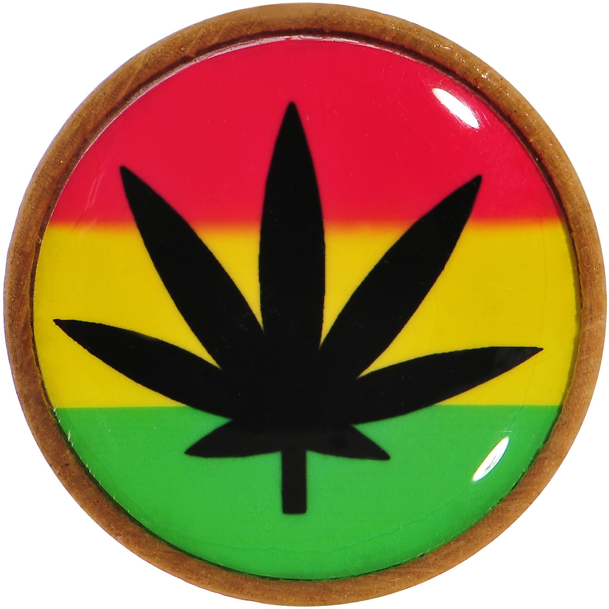 18mm Organic Sandalwood Rasta Pot Leaf Saddle Plug