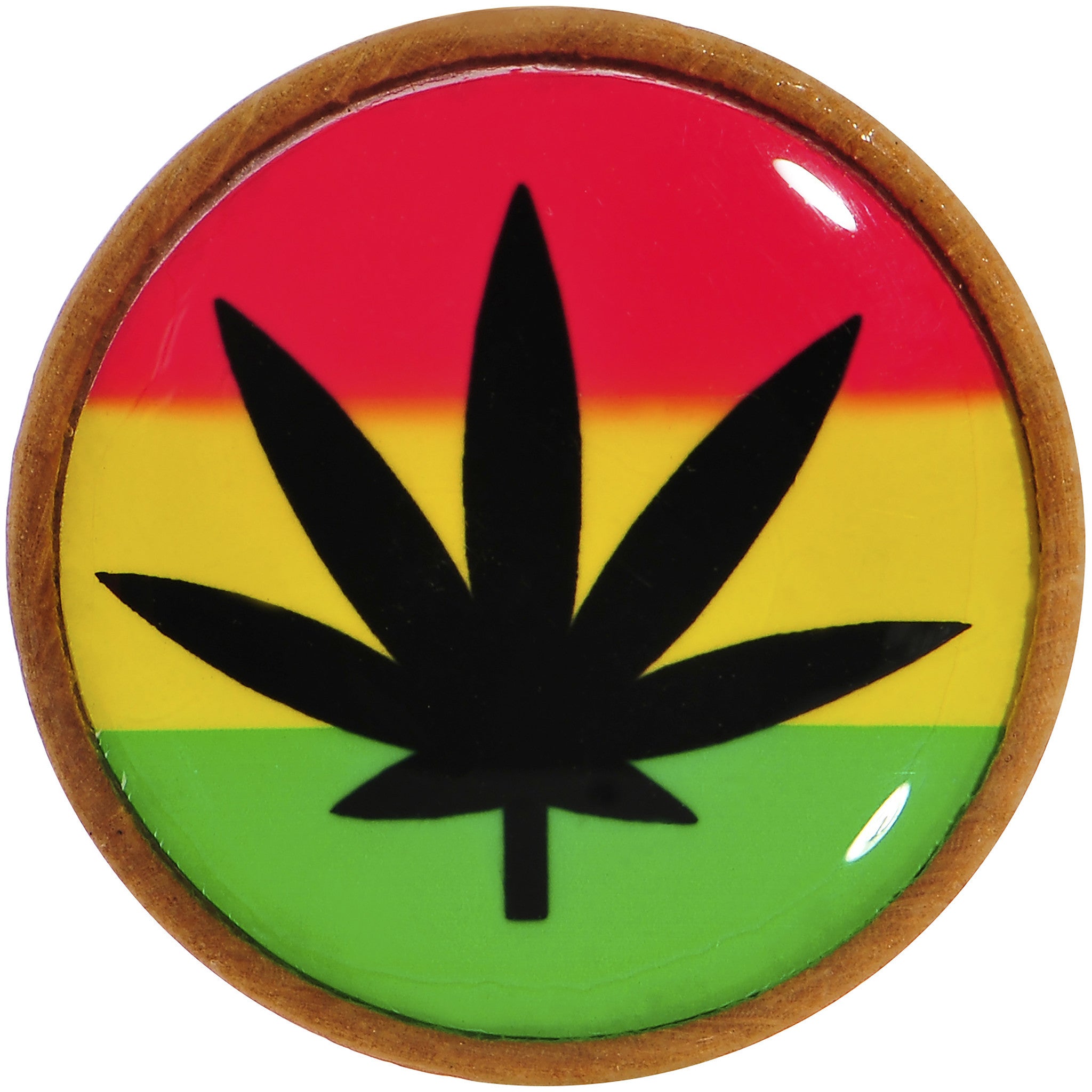 20mm Organic Sandalwood Rasta Pot Leaf Saddle Plug