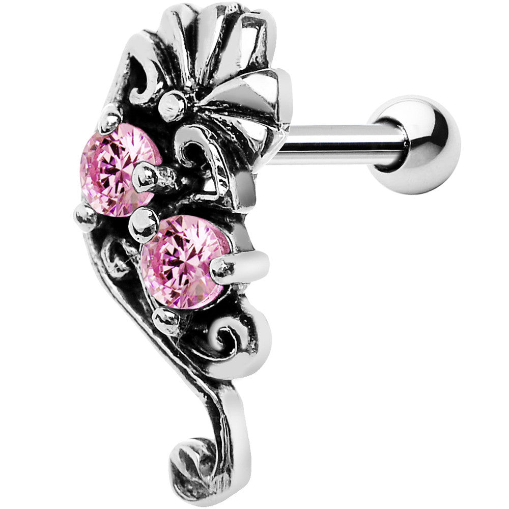 Silver 925 Pink Gem Fan Right Cartilage Earring