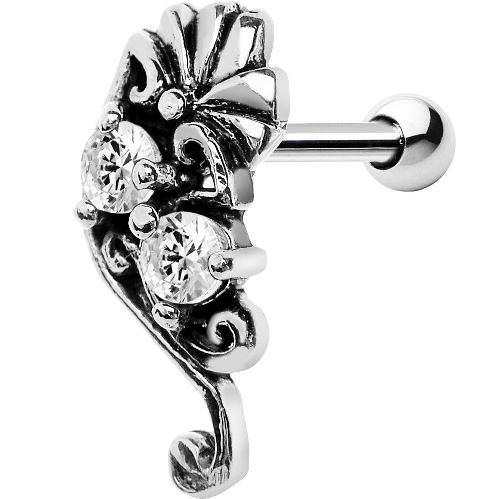 Silver 925 Clear Gem Fan Right Cartilage Earring