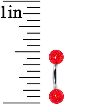 16G 1/4 Acrylic Red Glitter Rook Curved Barbell