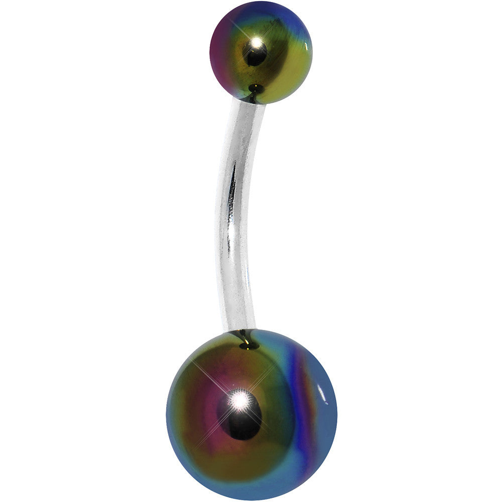 3/8 Metallic Rainbow Acrylic Ball Belly Ring