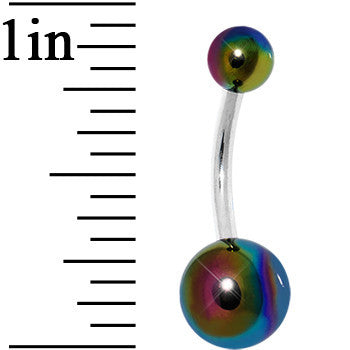 3/8 Metallic Rainbow Acrylic Ball Belly Ring