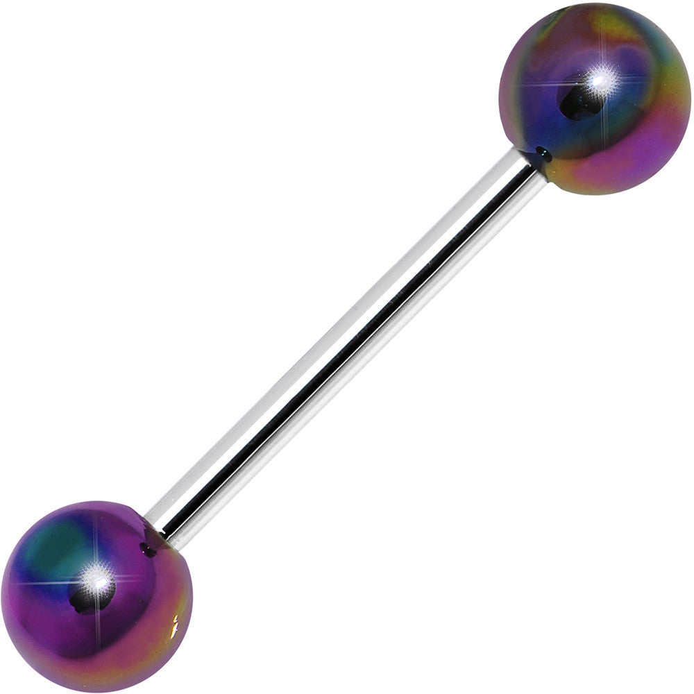 Rainbow Metallic Acrylic Barbell Tongue Ring