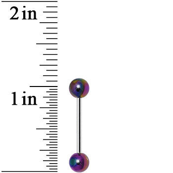 Rainbow Metallic Acrylic Barbell Tongue Ring