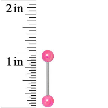 Pink Metallic Acrylic Barbell Tongue Ring