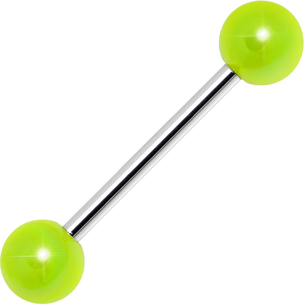 Neon Green Metallic Acrylic Barbell Tongue Ring