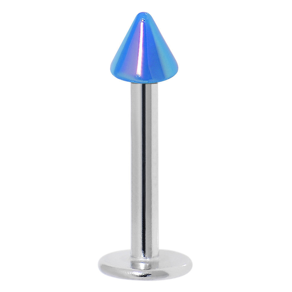 16G Metallic Acrylic Blue Spike Labret Monroe