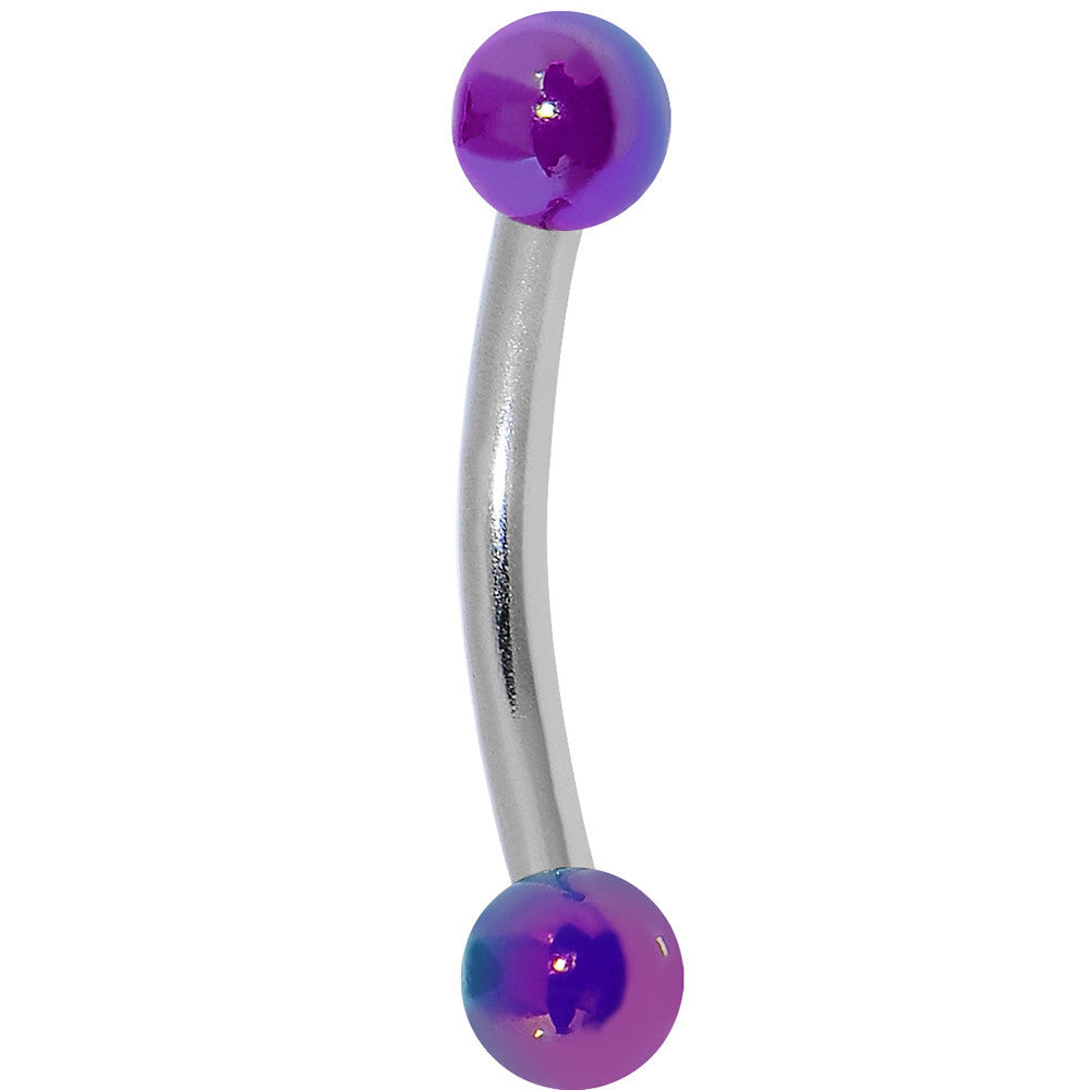 16G Metallic Acrylic Purple Curved Eyebrow Ring