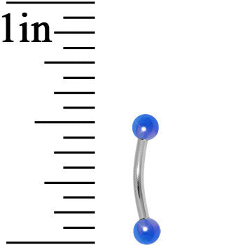16G Metallic Acrylic Blue Curved Eyebrow Ring