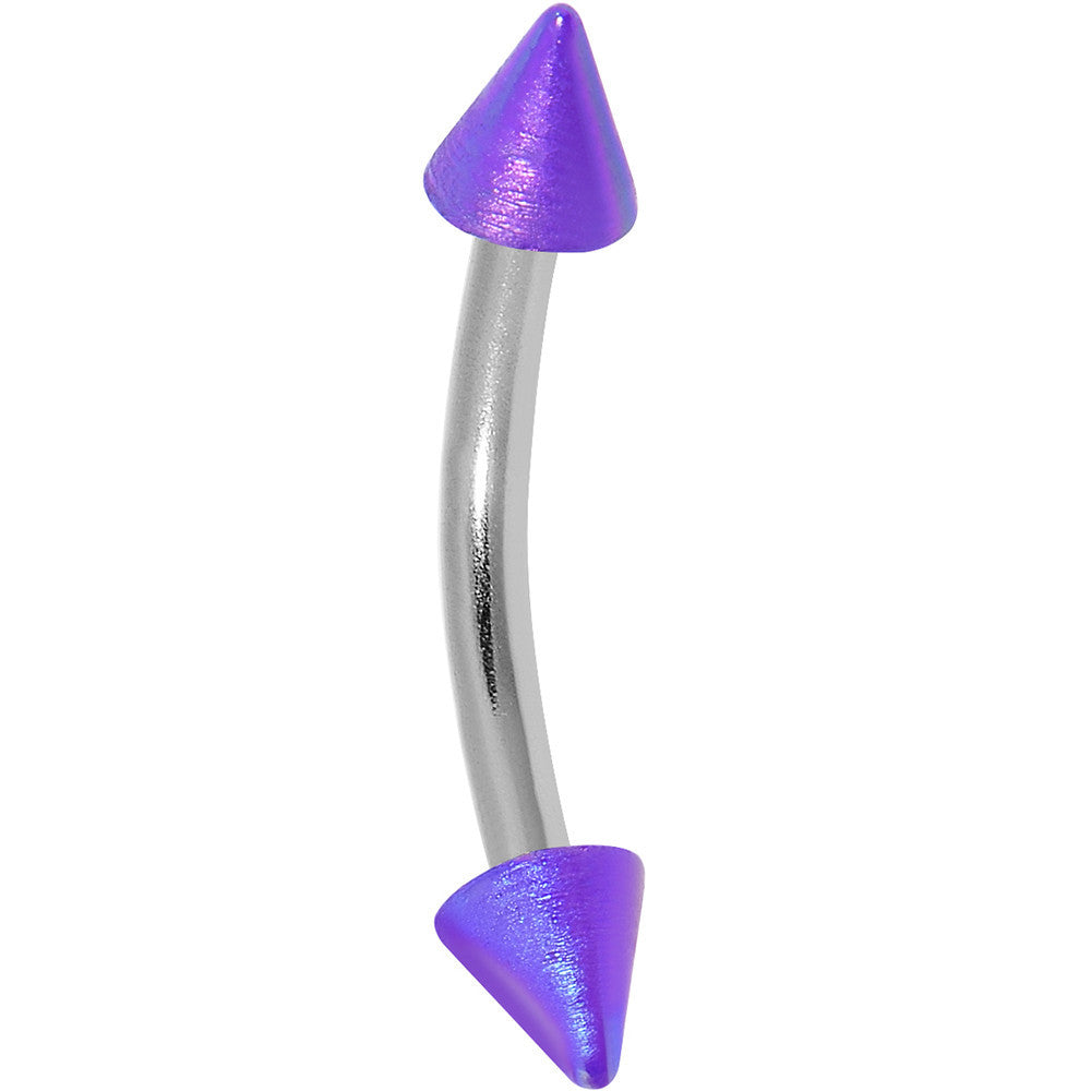 16G Metallic Acrylic Purple Spike Curved Eyebrow Ring