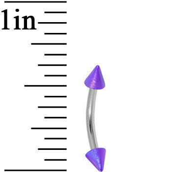 16G Metallic Acrylic Purple Spike Curved Eyebrow Ring