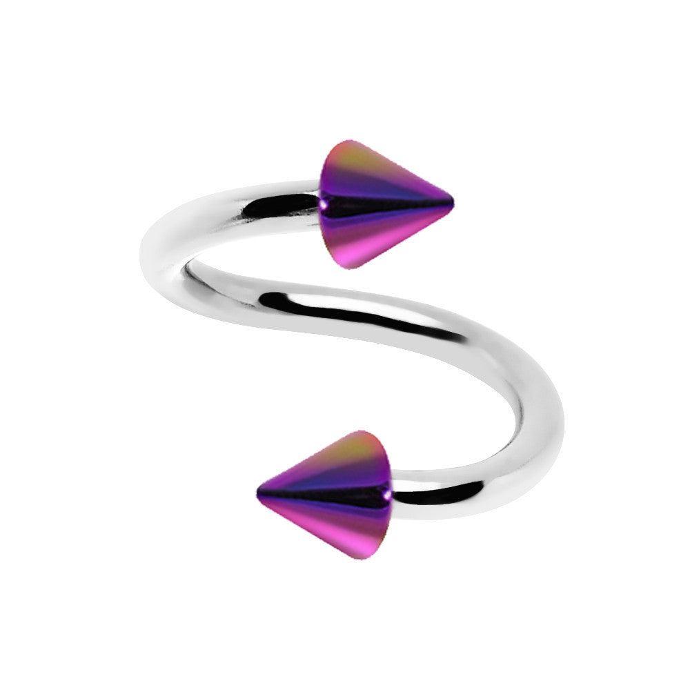 16 Gauge 5/16 Iridescent Rainbow Acrylic Cione Spiral Twister Ring