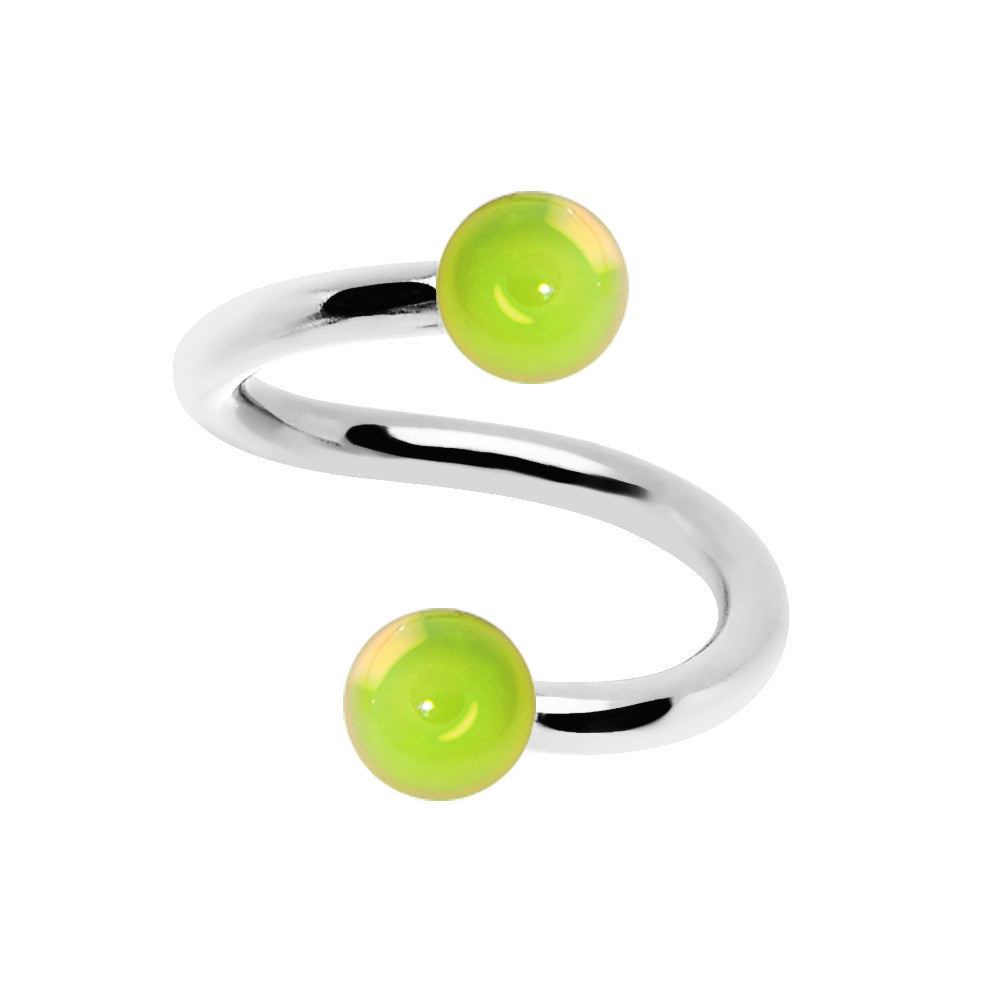 16G 5/16 Iridescent Light Green Acrylic Ball Spiral Twister