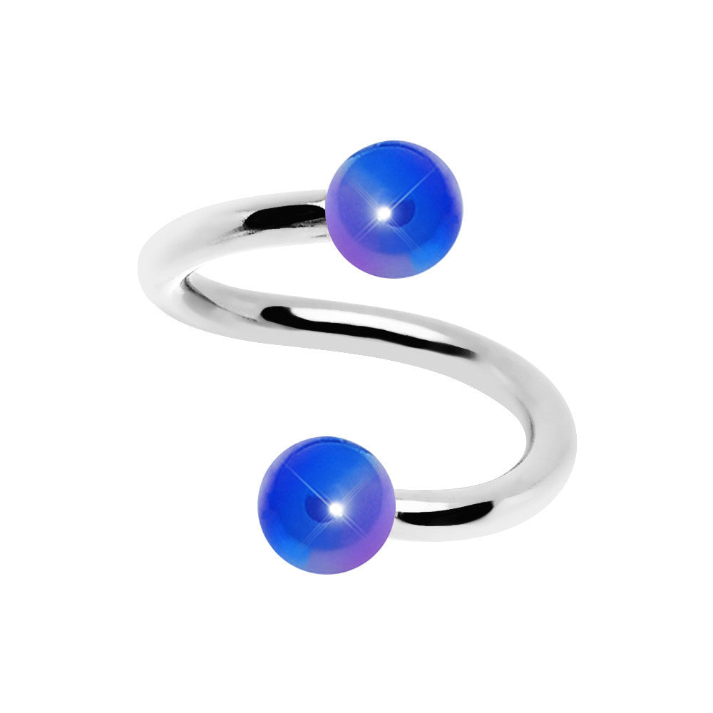 16 Gauge Iridescent Blue Acrylic Ball Spiral Twister