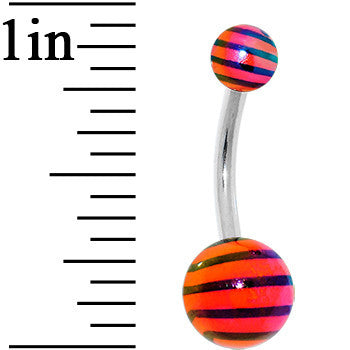 Orange and Black Acrylic Striped Belly Ring