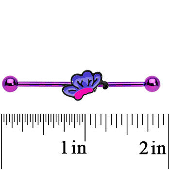 Purple Anodized Titanium Purple Fluttering Butterfly Industrial Barbell