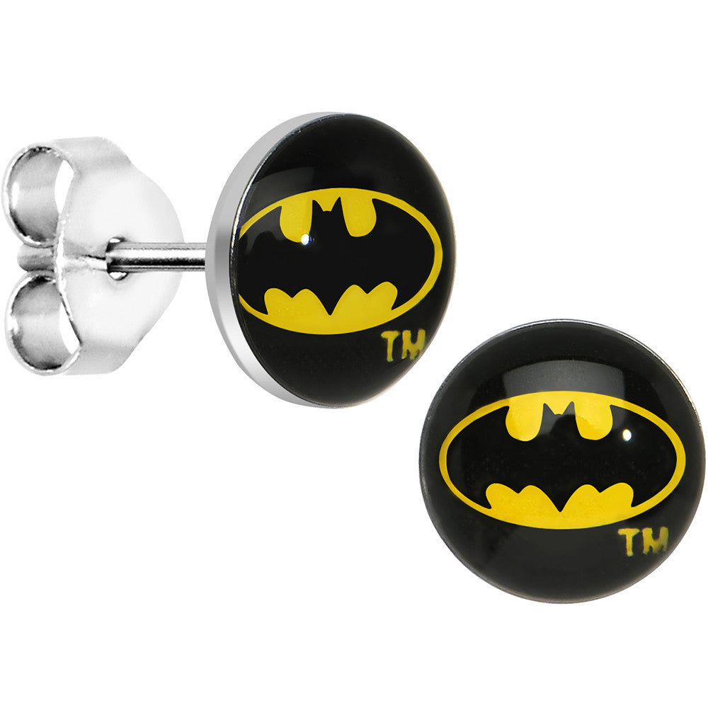 Licensed Classic Batman Logo Stud Earrings