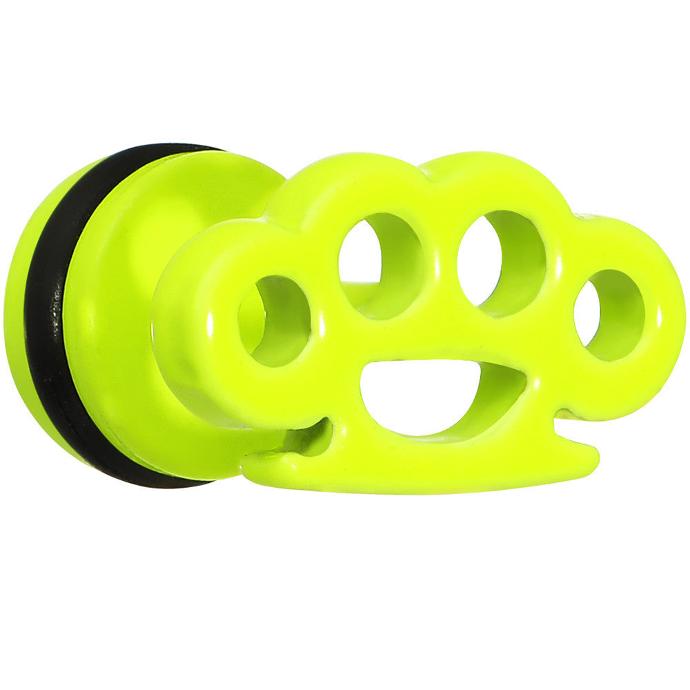 Light Green Neon Enamel Brass Knuckles Cheater Plug