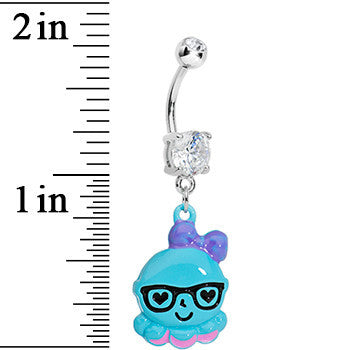 Crystalline Gem Baby Blue Squid Nerd Charm Dangle Belly Ring