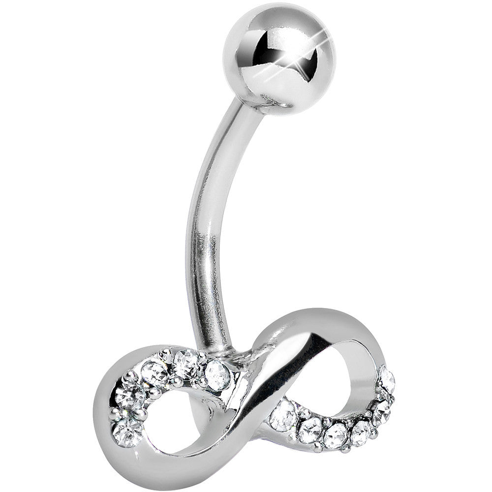 Infinity Symbol Clear Gem Belly Button Ring
