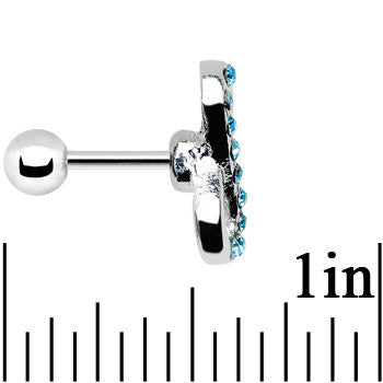 16 Gauge 1/4 Aqua Gem Silver Tone Infinity Symbol Tragus Cartilage Earring