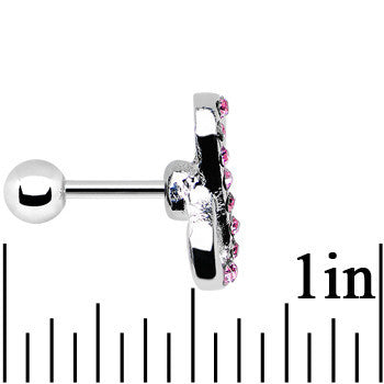 16 Gauge 1/4 Pink Gem Silver Tone Infinity Symbol Tragus Cartilage Earring