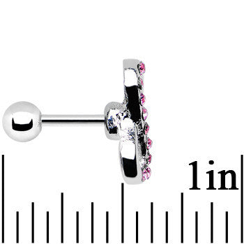 16G 1/4 Pink Gem Silver Tone Infinity Symbol Tragus Cartilage Earring