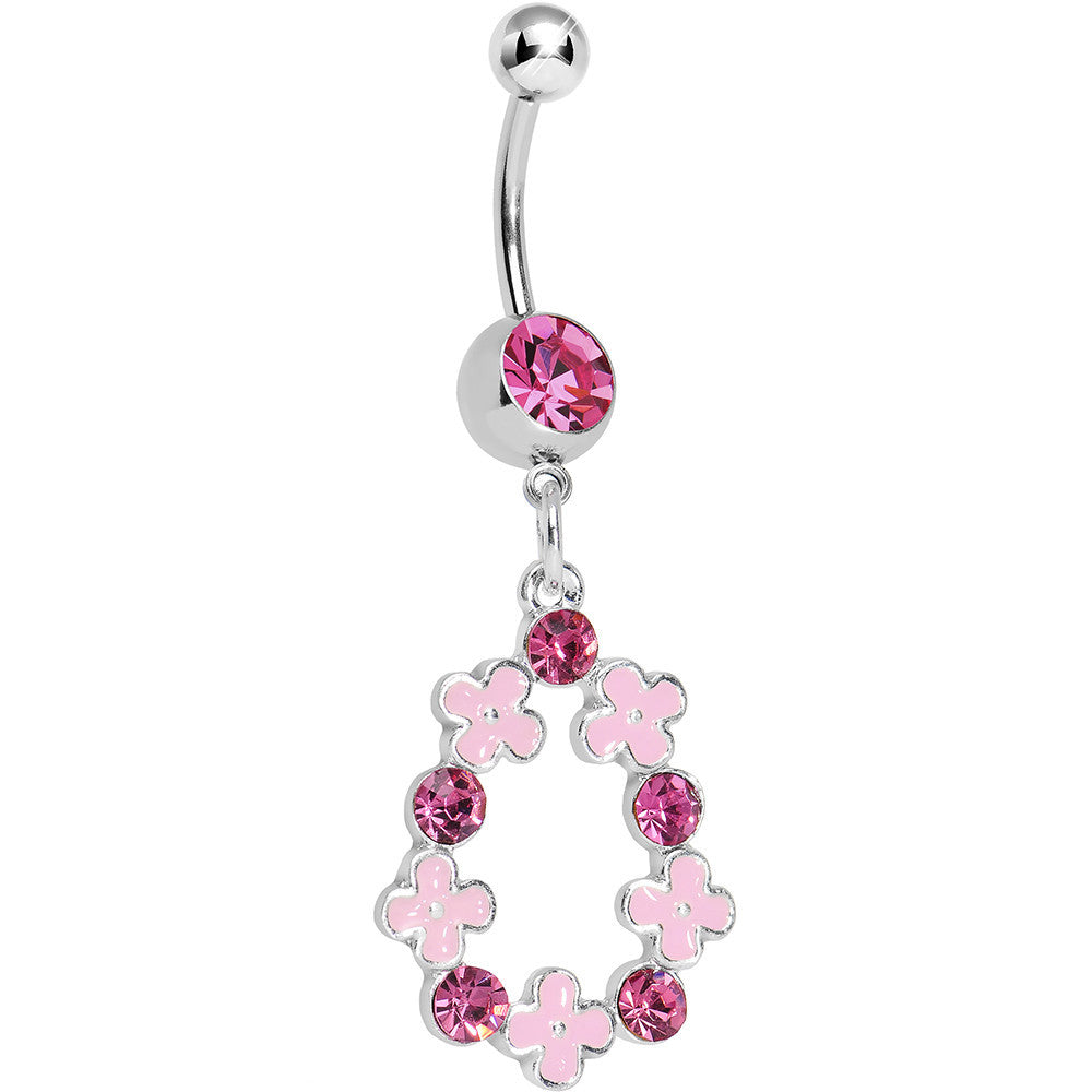 Pink Gem Hugs and Kisses Dangle Belly Ring