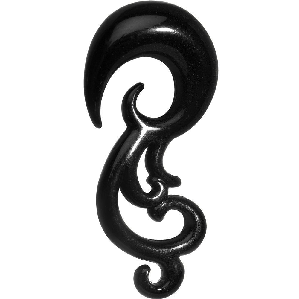 0 Gauge Black Acrylic Southwestern Swirls Taper Spiral Plug