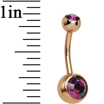 Dark Purple CZ Rose Gold Plated Belly Ring