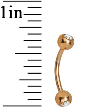 16G 3/8 Gem Rose Gold Plated Curved Barbell