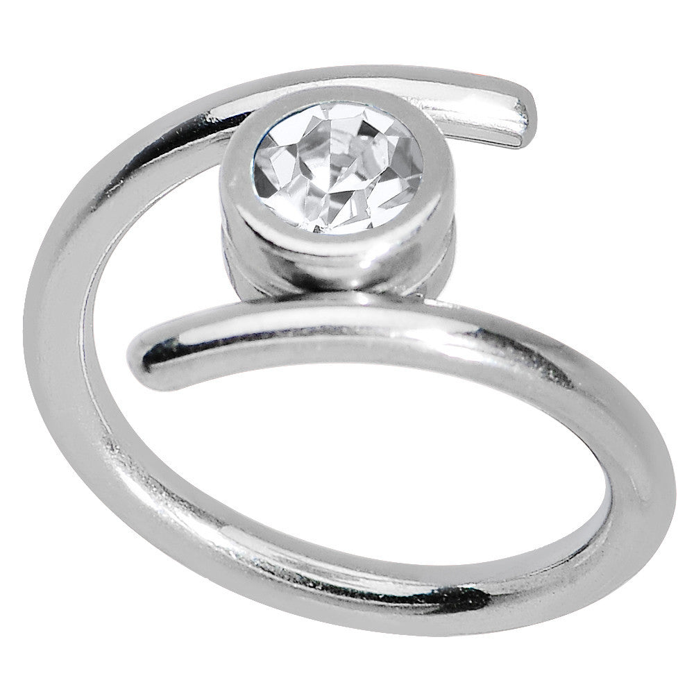 14G 7/16 Clear CZ Gem Coil Twist Belly Ring