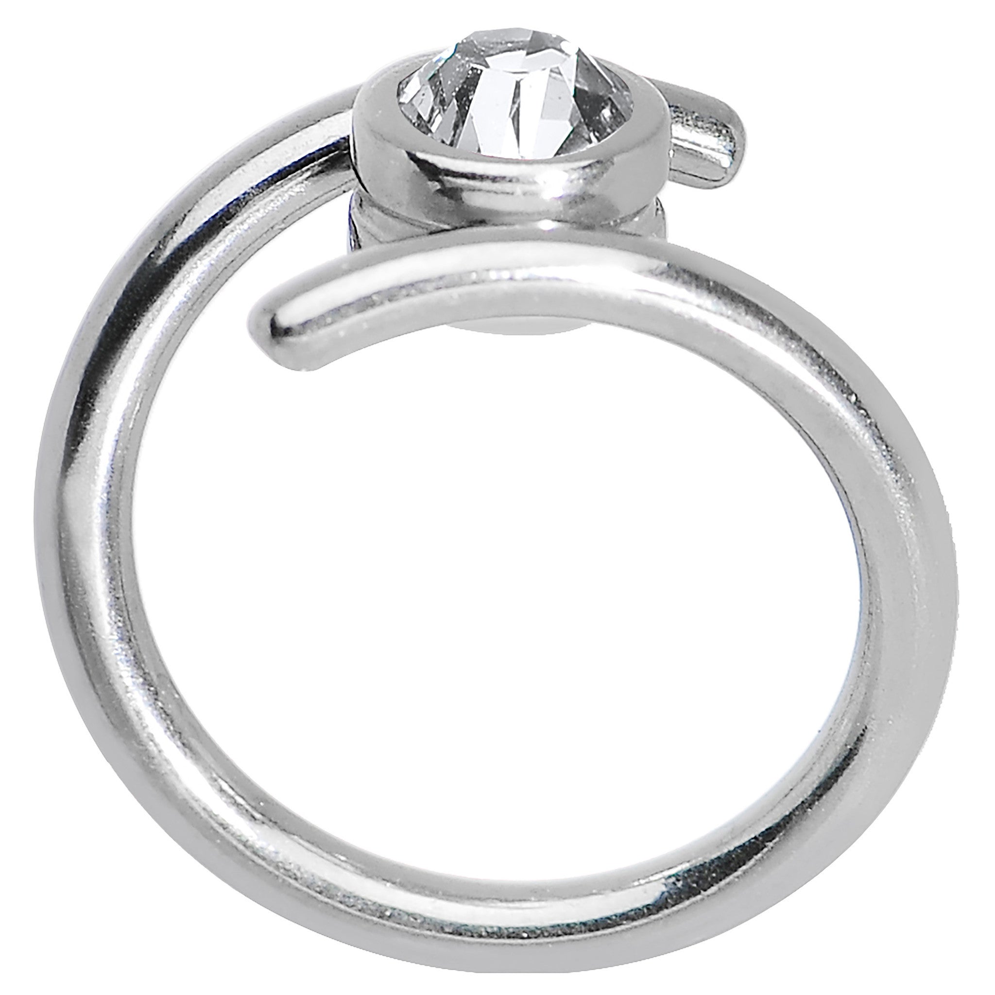 14G 7/16 Clear CZ Gem Coil Twist Belly Ring